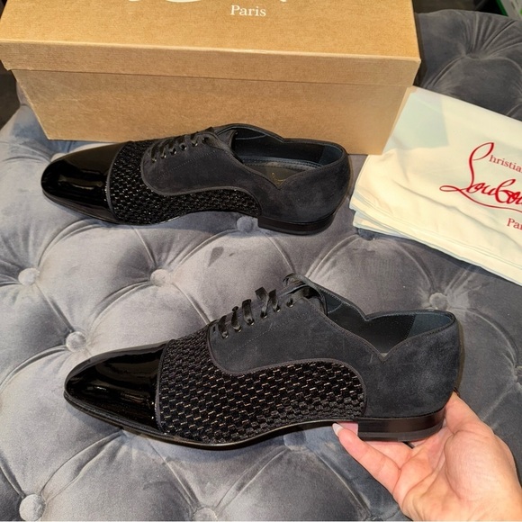 New Size 42 Christian Louboutin Greggo Chick Flat Oxfords Black - Picture 4 of 9